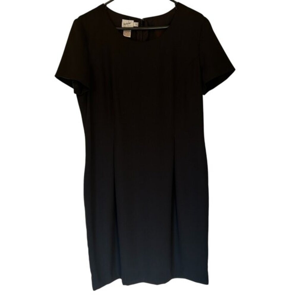 VINTAGE Jacqueline Ferrar short-sleeved black midi dress sz M